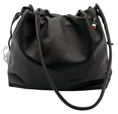 Produktbild von Florence Leder Tasche Damen Schultertasche Beuteltasche schwarz 42 x8x30cm inklusive Italien Flagge D2OTF197S1