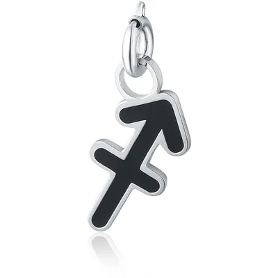 Produktbild von Charm Sternzeichen Schütze, hypoallergener Stahl, Karabinerverschluss, Schwarz