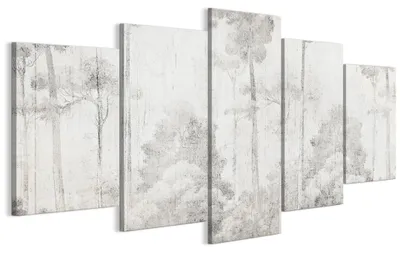 Produktbild von LUMASOUL Wandbilder Wohnzimmer 5-teilig Leinwandbild Wald 23 200x100 cmMehrteilige Wanddeko für Schlafzimmer Flur Büro