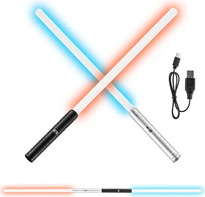 Produktbild von Lichtschwert Duell-Lichtschwert 775 mm 2 Stk. mit 7 RGB-Farben & 4 Soundmodi & realistischem Griff
