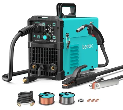 Produktbild von MIG Schweißgerät - MIG165 165A 4-in-1 Inverter - MIG/MAG Fülldraht Gas/Gaslos - Lift TIG & MMA Elektroden - Synergische Digitale Anzeige - Mit TIG-Brenner Set