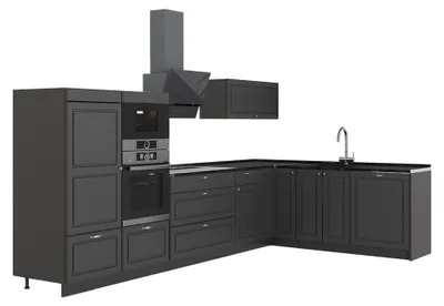 Image de Cuisine en angle Vicco Fame-Line Anthrazit-Gold Landhaus/Anthracite 347 x 207 cm sans PT, Model 63556