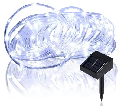 Solar-Tauleuchte 16,4 ft 50 LED wasserdicht für Außen (Weiß)