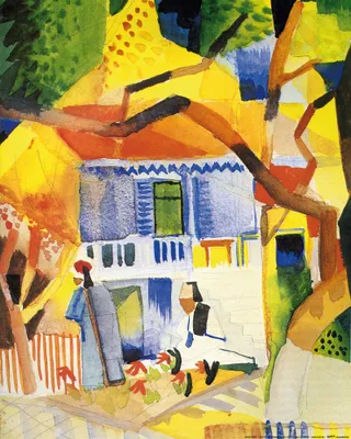 Produktbild von August Macke Kunstdruck Bild - Innenhof Des Landhauses In St. Germain, 1914 (50 x 40 cm)