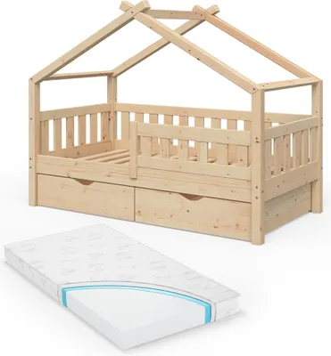 Immagine prodotto di Letto montessori bambini Vitalispa Design Legno 80x160 cm con 2 cassetti e materasso, Model 33458