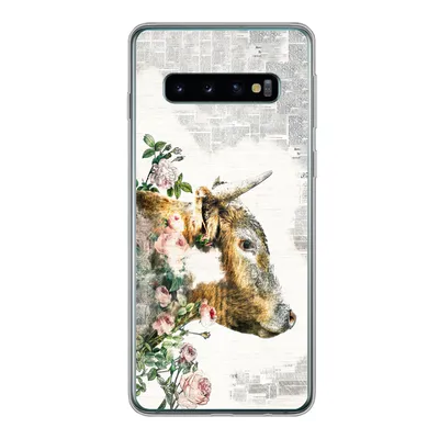 Produktbild von MuchoWow® Handyhülle Schutzhülle Hülle für Samsung Galaxy S10 Schottischer Highlander - Farbe - Blumen Silikon Softcase Handy Hülle - Handytasche