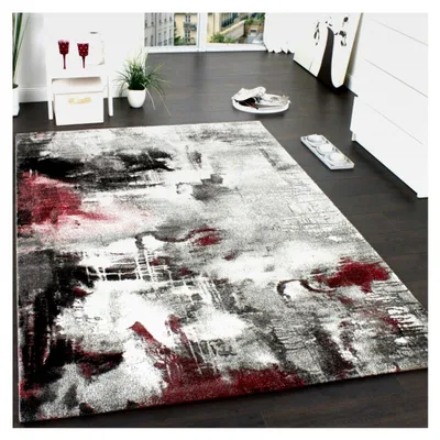 Produktbild von Moderner Designer Teppich in Leinwandoptik, meliert, Farbe: Rot, Größe: 200 x 290 cm