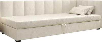 Produktbild von AURA SOFA Boxspringbett ADEL PLUS 80x195 Komplett-Set mit Bonell Matratze, Polsterbett mit Bettkästen - Hellbeige, MONOLITH 02