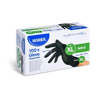 Immagine prodotto di guanti neri XL, monouso, in nitrile, senza polvere (100 pezzi per confezione) 68193