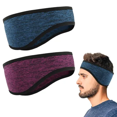 Produktbild von Ohrwärmer-Haarband – Fleece-Sport-Haarband – 2 Stück – Uni – Für Laufen und Radfahren