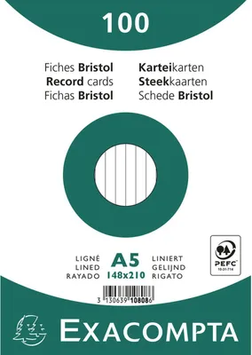 Produktbild von Exacompta Karteikarte 10808SE DIN A5 liniert weiß 100 St./Pack.