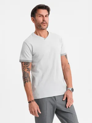 Obrázok produktu pre Ombre Clothing Pánske tričko s krátkym rukávom Kiriakou svetlo šedá M