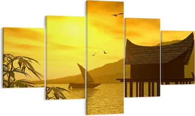Produktbild von Bild auf Leinwand - Leinwandbild - Asien Berg Meer Felsen - 125x70cm - Wand Bild - Wanddeko - Leinwanddruck - Bilder - Kunstdruck - Wanddekoration - Leinwand bilder - Wandkunst - EA125x70-0363