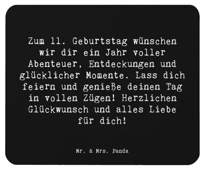 Produktbild von Mr. & Mrs. Panda Mousepad Spruch 11. Geburtstag Wunder - Schwarz - Geschenk, mauspad pc, Geburtstagsgeschenk, Liebe, Happy Birthday, feiern, mausunterlage, genießen