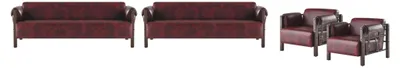 Produktbild von Ledersofas Holz 3-Sitzer Sessel Bordeaux Modern Leder Couch Vintage 4tlg.