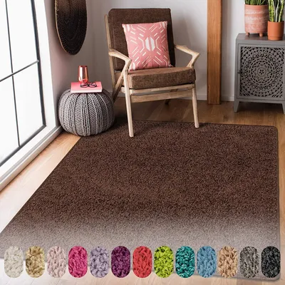 Image de Tapis shaggy sur mesure Barcelona brun foncé 92 200x150 cm