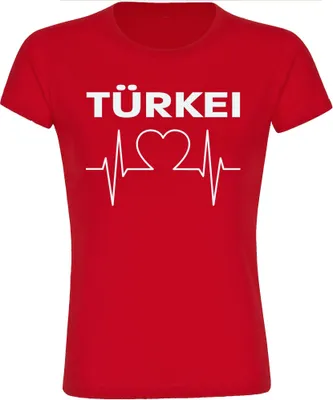 Produktbild von multifanshop Damen T-Shirt - Türkei - Herzschlag, rot, Größe S