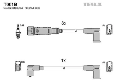 Immagine prodotto di TESLA T001B Set cavi di accensione Set cavi di accensione adatto per MERCEDES-BENZ Classe S Berlina (W126) SL (R107) Classe S Coupé (C126) SL Coupé (C107)
