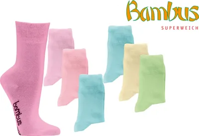 Produktbild von 6  Paar Bambus Strümpfe Viskose Socken pastell Bambussocken Softrand ohne Gummi Damen Mädchen Gr. 39/42