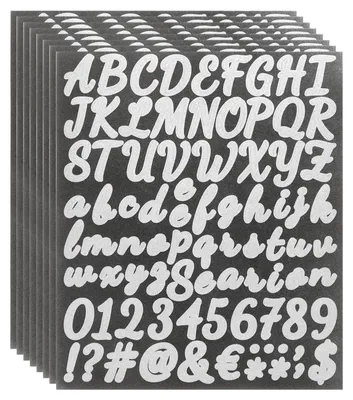 Image de Autocollants en lettres pailletées - Lettres autocollantes - Matériel de loisirs créatifs - 608 pièces sur 8 feuilles, couleur argent