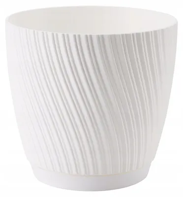 Immagine prodotto di KADAX vaso da fiori con piattino "Tubas", vaso da fiori, vaso per piante in plastica, fioriera, rotondo, 13 cm, bianco
