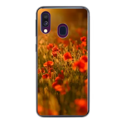 Produktbild von MuchoWow® Handyhülle Schutzhülle Hülle für Samsung Galaxy A40 Orangefarbenes Leuchten über den Mohnblumen auf dem Feld Silikon Softcase Handy Hülle - Handy-Tasche
