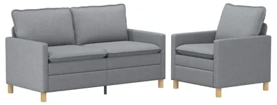 Produktbild von vidaXL Sofa Set 2 stk. Hellgrau Stoff