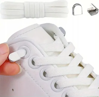 Obrázok produktu pre Šnúrky do topánok - bez viazania - gumové - elastické - biele - 100 cm
