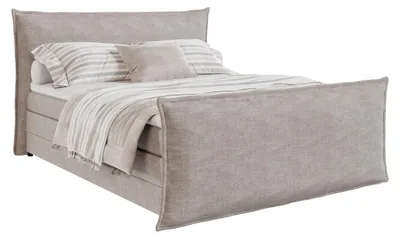 Produktbild von Forte HARMONIE Boxspringbett 180x200, modernes Doppelbett mit Kopf- und Fußteil, Stauraum-Bettkästen, Holzwerkstoff, Chenille Stoff Hellgrau