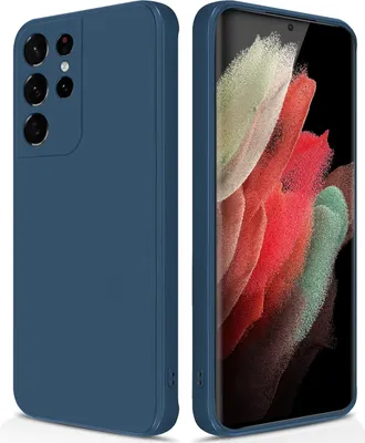 Produktbild von Silikon Hülle für Samsung Galaxy S21 Ultra 5G Flüssigsilikon Dünn Gel Gummi Matt Kratzfeste Schutzhülle Blau