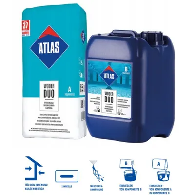 Produktbild von ATLAS WODER DUO A+B Zweikomponenten-Abdichtung Hydroisolierung 32KG (A 24KG+B 8KG)