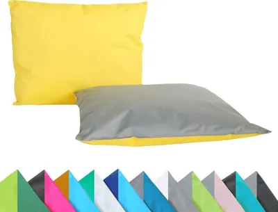 Produktbild von JACK 2er Set Wende Outdoor Kissenhülle Kissenbezug 2-farbig 30x50cm Wasserfest Lounge Kissen Garten Stuhl Lotus Effekt, Farbe:Grau - Gelb
