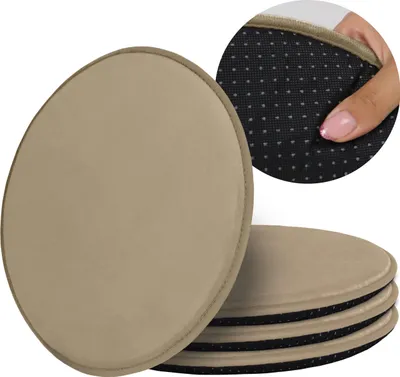 Produktbild von Domarex Rundes Sitzkissen Set für Stühle Weich Rutschfest Langlebig, Beige 36cm (set mit 4 Teilen)