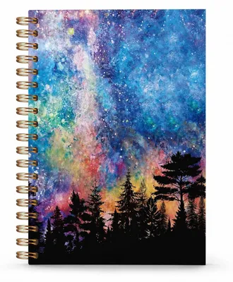 Produktbild von Notizbuch A5 Spiralbindung Wald unter Sternenhimmel 80 Seiten