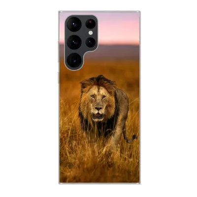 Produktbild von MuchoWow® Handyhülle Schutzhülle Hülle für Samsung Galaxy S22 Ultra Löwe - Savanne - Gras Silikon Softcase Handy Hülle - Abbildung