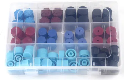 Zdjęcie produktu dla 77pcs Car Air Conditioning Repairing Accessory Universal Auto Air Conditioning Replacement Service Port Dust Cap Set