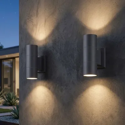 Produktbild von 2x Wandleuchte Außenlampe, Glas, Aluminium, 2-flammig, GU10, IP44
