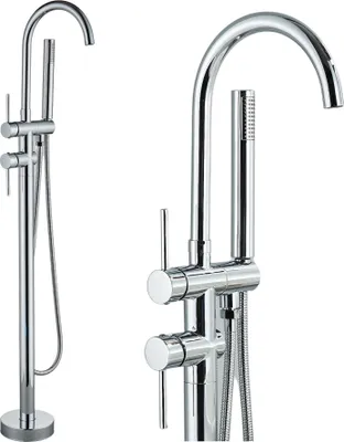 Immagine prodotto di Miscelatore da bagno freestanding ARI, beccuccio girevole 360 gradi, cartuccia in Vetroceramica, ottone, cromato argento