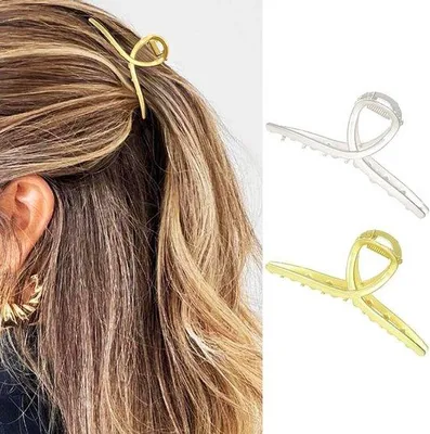 Produktbild von Famanu Haarspangen Elegante Goldene Klauenclips für Dünnes Haar - 2er Set