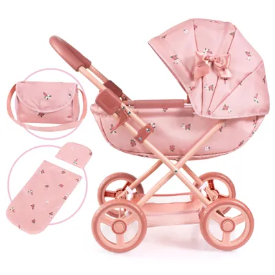 Produktbild von Bayer Design 12726AA Puppenwagen Cosy, integrierter Korb, faltbar, mit Decke, Kissen und Tasche