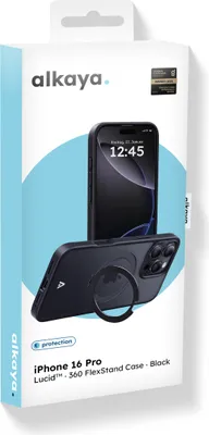 Produktbild von alkaya Lucid 360 FlexStand Case mit Magsafe für iPhone 16 Pro schwarz