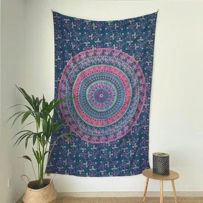 Produktbild von Unyqoos® Farbenfroher Mandala-Wandteppich aus 100% Baumwolle – dekorativer Wandbehang für Yoga, Meditation & Wohnraum