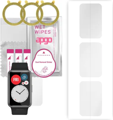 Produktbild von apgo 3 Stück Schutzfolie, klar, kompatibel mit Huawei Fit Smartwatch, Hydrogel Displayschutzfolie mit Positionierhilfe, Displayfolie, robust und kratzfest