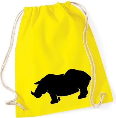 Produktbild von Huuraa Turnbeutel Nashorn Silhouette 12 Liter Yellow Baumwolle Rucksack Geschenkidee