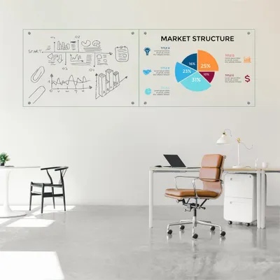 Image de Tableau blanc Mucola Memoboard Glasboard 70x40 verre ESG verre de sécurité tableau mural tableau d'affichage en verre argenté