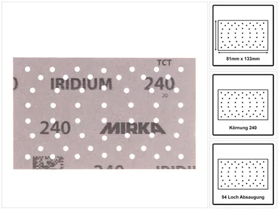 Produktbild von Mirka IRIDIUM Schleifstreifen Grip 81x133mm K240, 100 Stk. ( 246B109925 )