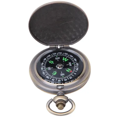 Obrázok produktu pre J35A Vintage prenosný vreckový kompas zo zliatiny zinku s odklápacím mechanizmom pre outdoorové navigačné zariadenia