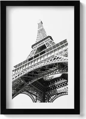 Produktbild von Schwarzer und weißer Eiffelturm in Paris– Wandbild mit Rahmen – Gerahmtes Bild  – Wanddekoration – 20x30 cm – Schwarz