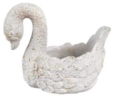 Productafbeelding van Clayre & Eef bloempot Zwaan, 19x11x15 cm, wit, steen