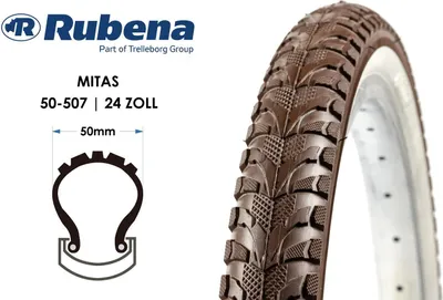 Produktbild von 24 Zoll Fahrrad Reifen MITAS 24x1.95 Tourenräder Citybikes 50-507 Braun Weiss